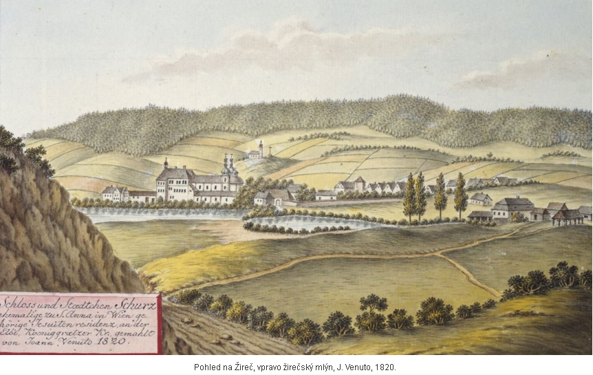 Pohled na �ire�, vpravo �ire�sk� ml�n, J. Venuto, 1820